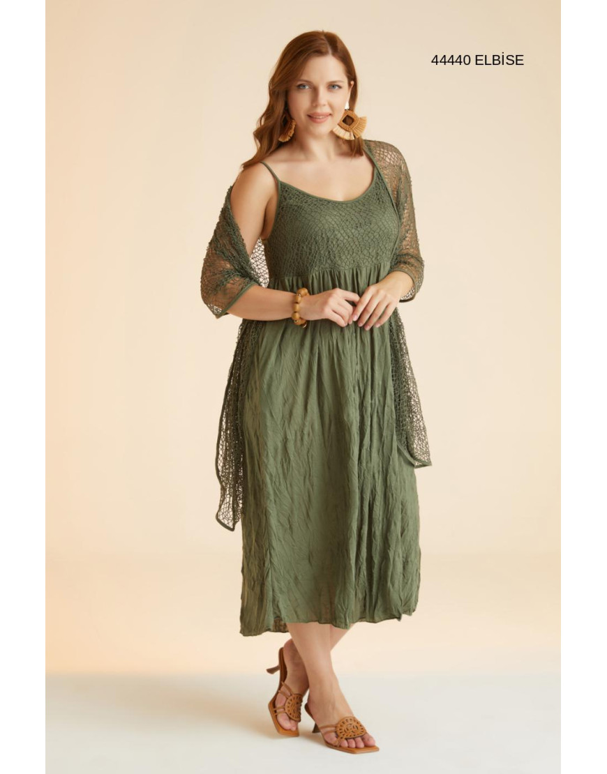 44440 Big Size Green Dress