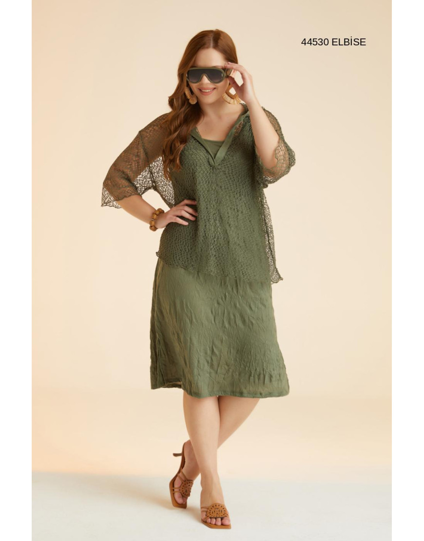 44530 Big Size Green Dress