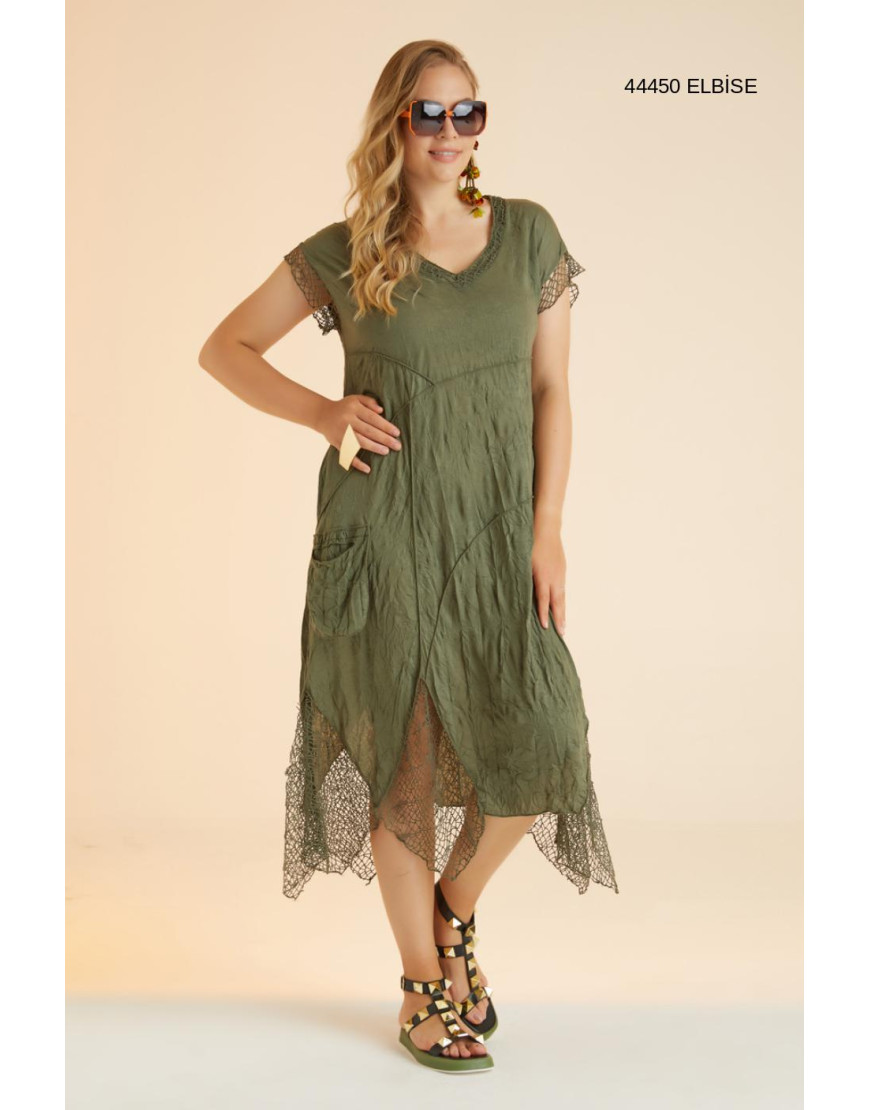 44450 Big Size Green Dress