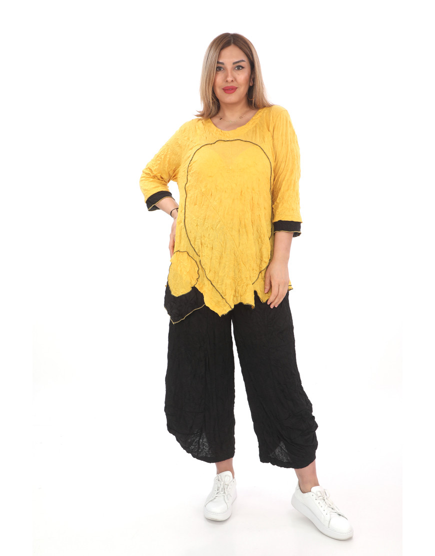 24004 - Big Size Yellow Blouse