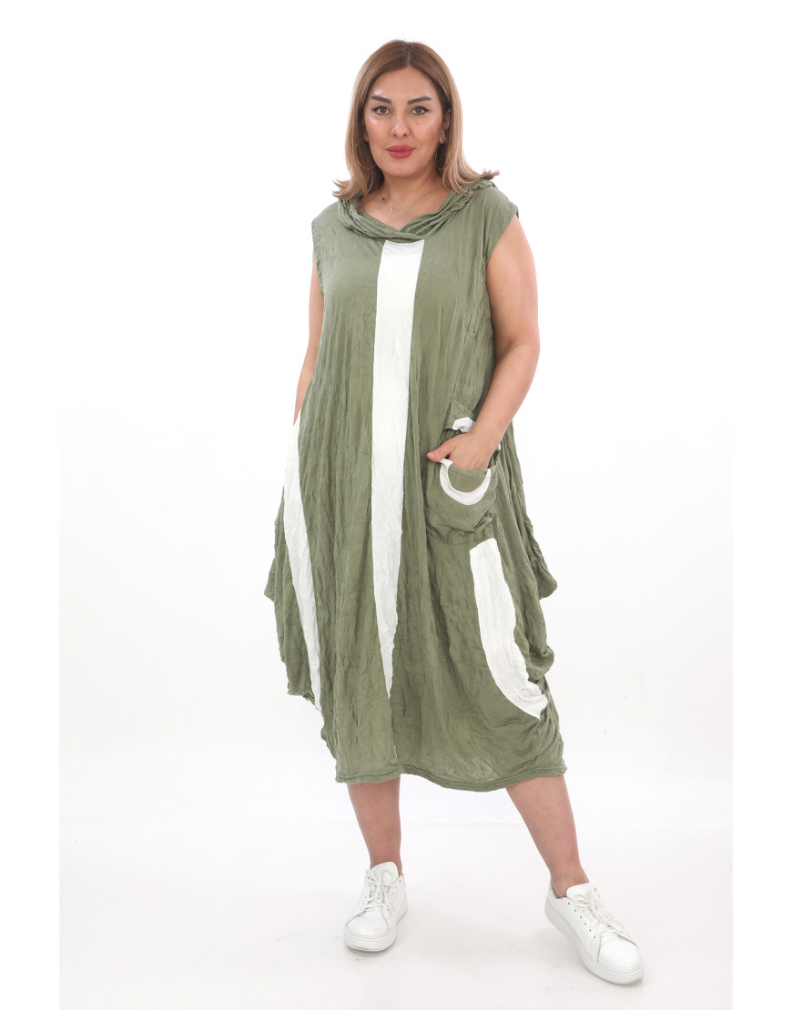 24008 Big Size Khaki Dress