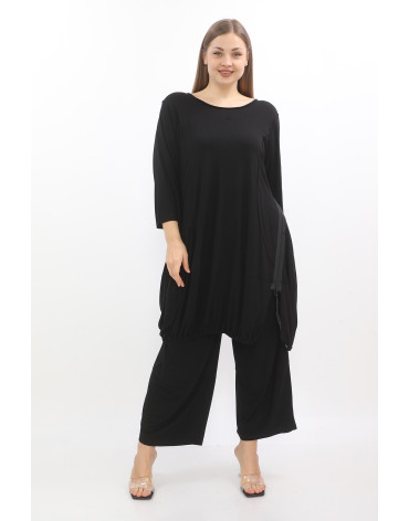 24015 Big Size Black Blouse