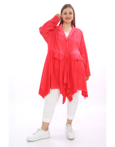 24032 Big Size Red Trencoat Jacket