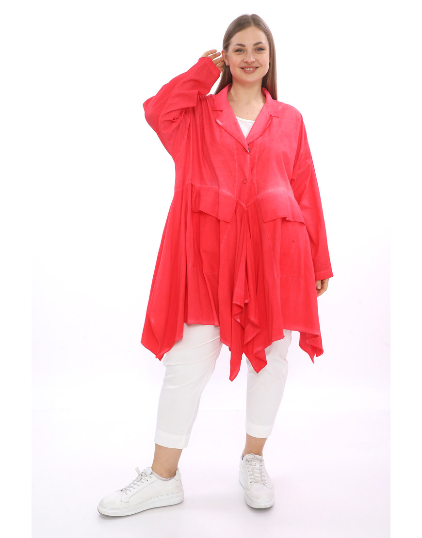 24032 Big Size Red Trencoat Jacket