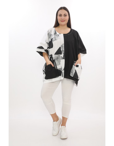 24108 Big Size Black Blouse