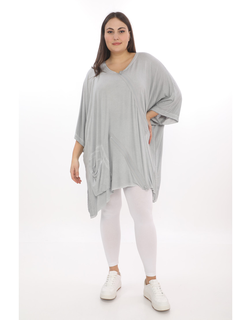 24123 Big Size Grey Blouse