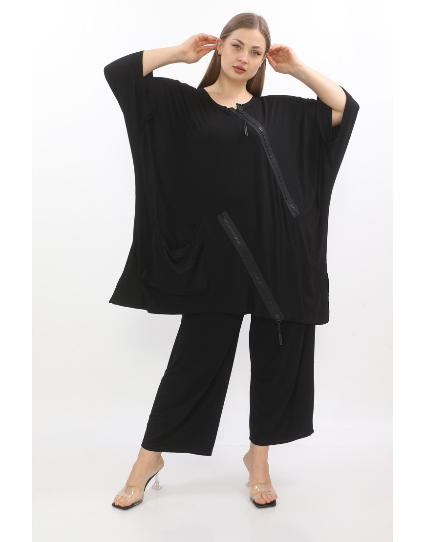 24123 Big Size Black Blouse