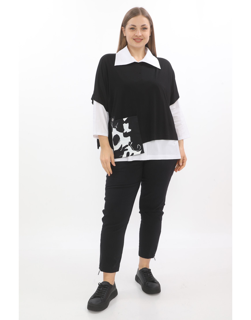 24133 Big Size Black Blouse