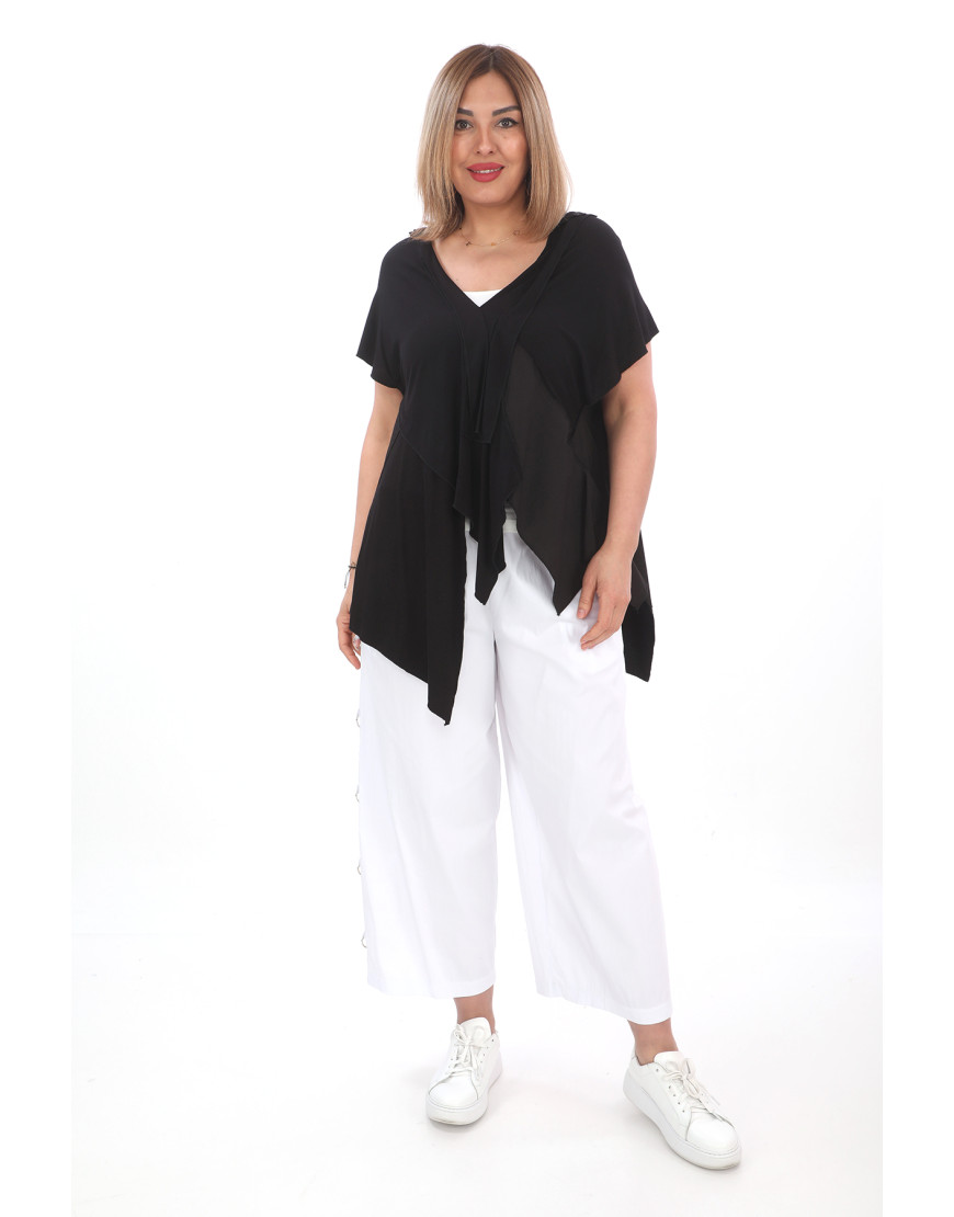 24137 Big Size  Black Blouse