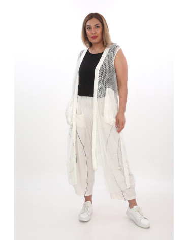 24163  Big Size White Waistcoat