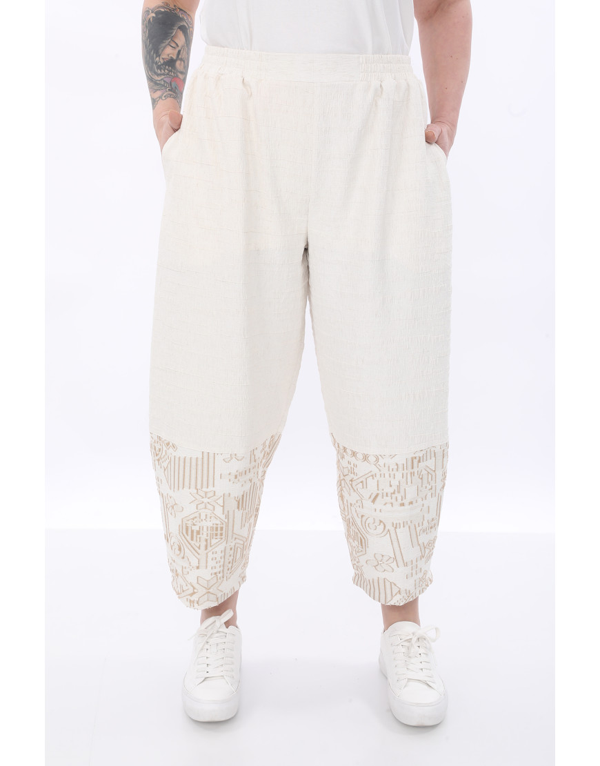 24210 Big Size Ekru Trousers