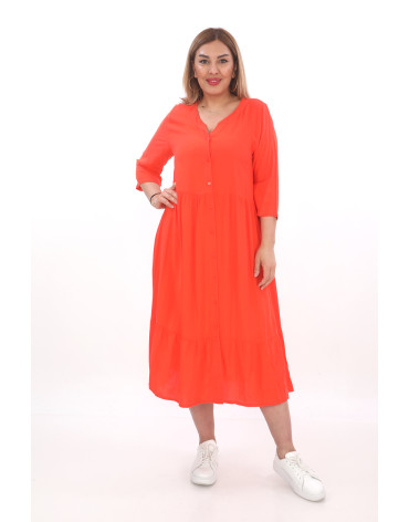 24249  Big Size Oranj Dress