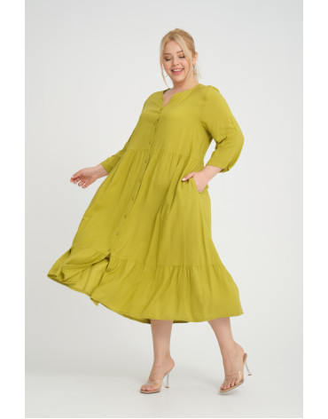 24249  Big Size Oil green Dress