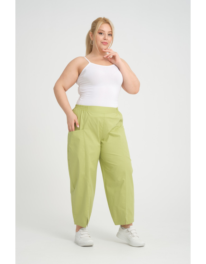 24279  Big Size Pistachio Green Trousers