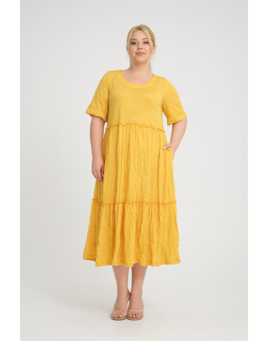 24281  Big Size Yellow Dress