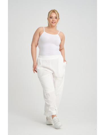 24318  Big Size Ekru Trousers