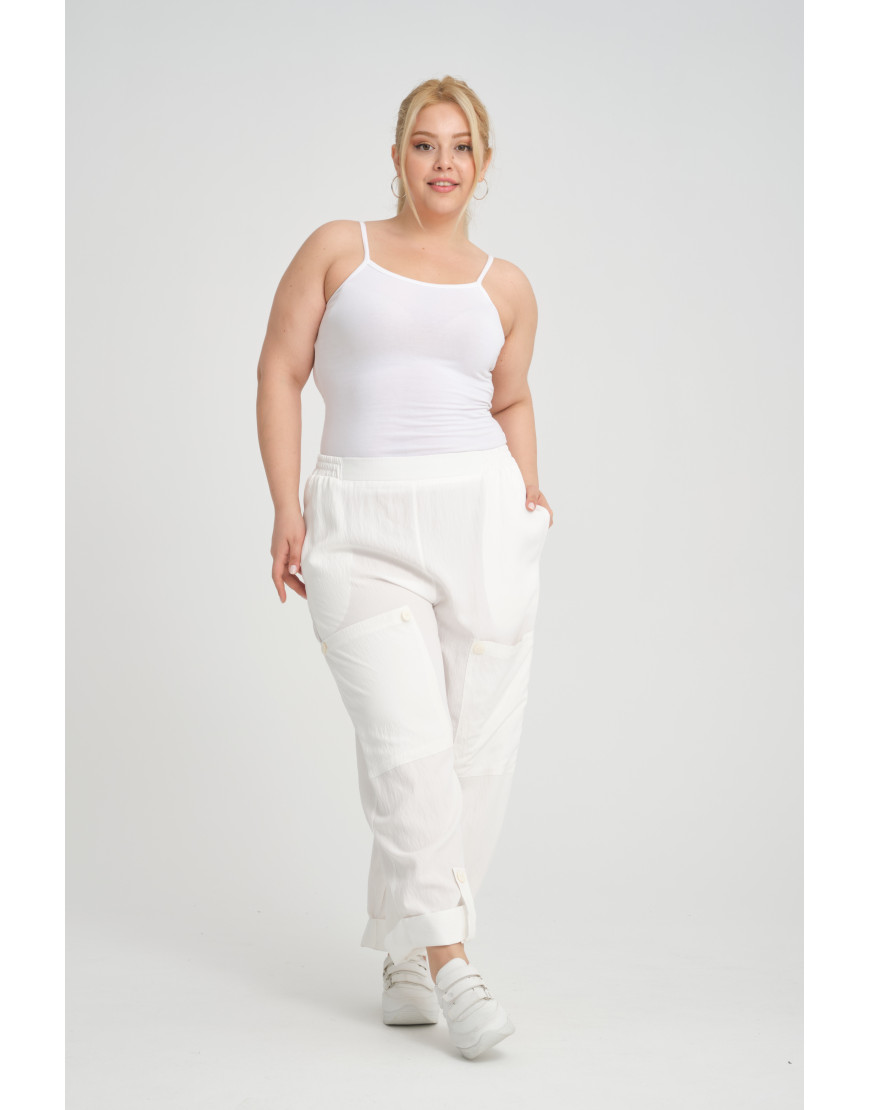 24318  Big Size Ekru Trousers