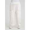 24318  Big Size Ekru Trousers