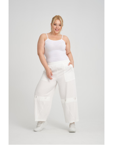 24349  Big Size Ekru Trousers