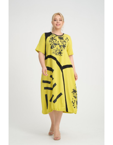 24350  Big Size Lemon Dress